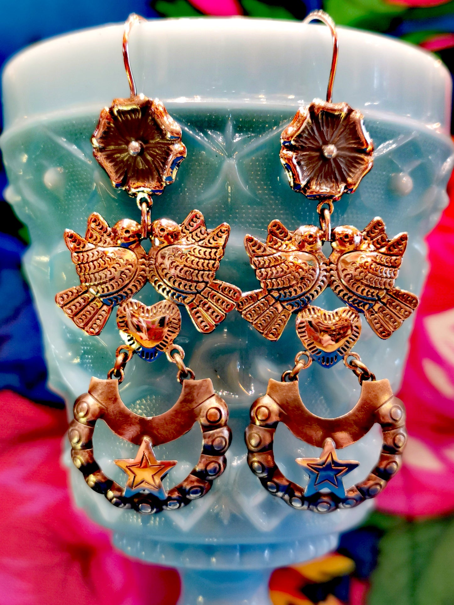 Inspired by Mexican iconography and culture, with a particular emphasis on Frida Kahlo's style, these pieces are just magic!

made in Mexico from sterling silver. 

