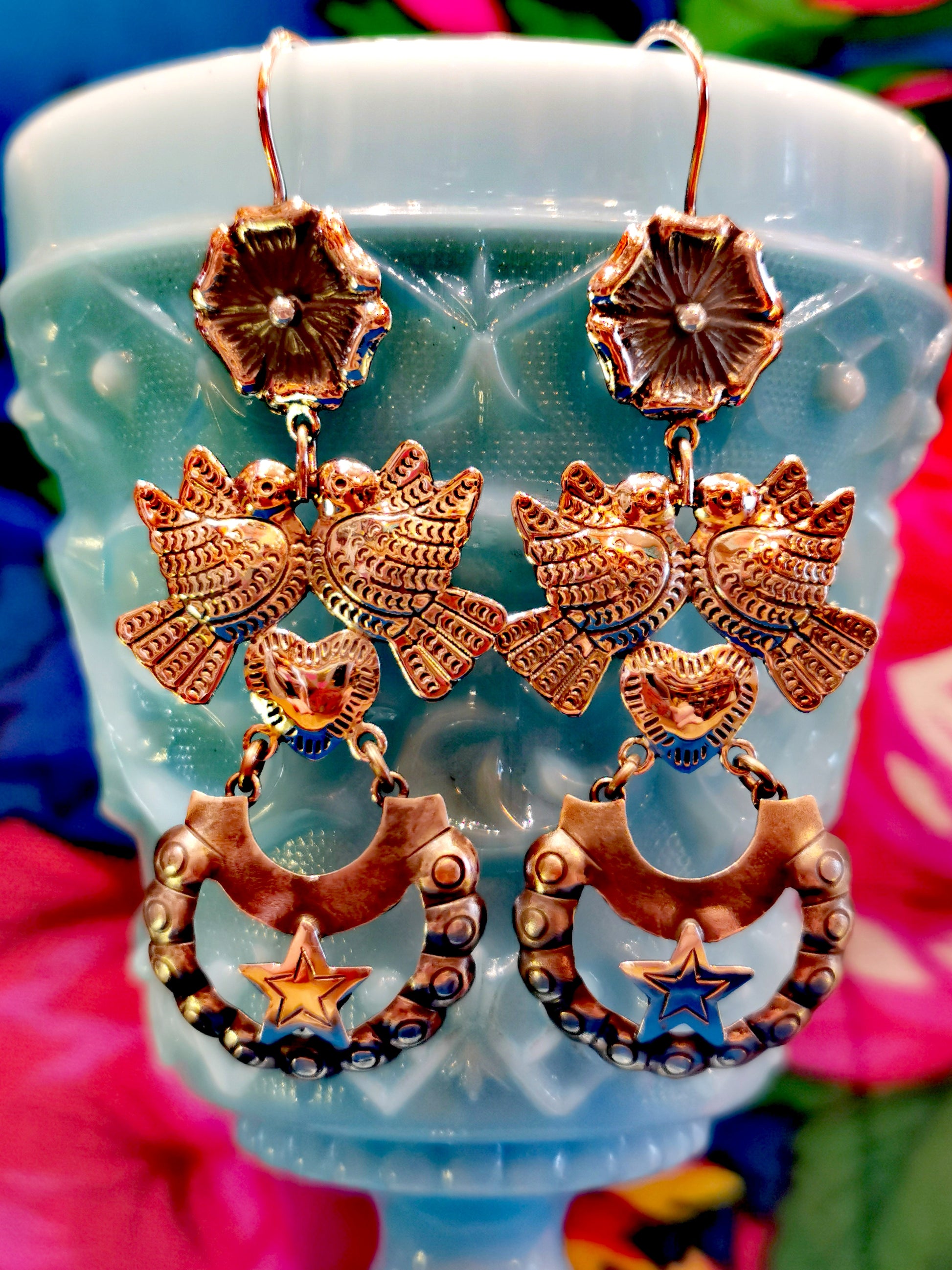 Inspired by Mexican iconography and culture, with a particular emphasis on Frida Kahlo's style, these pieces are just magic!

made in Mexico from sterling silver. 

