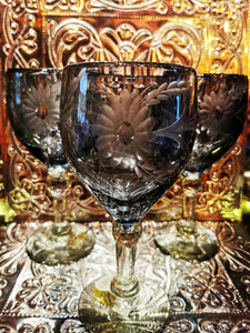 Etched wine glasses