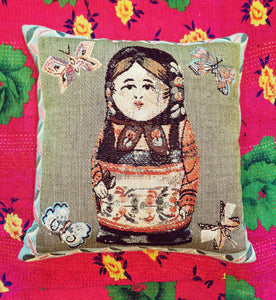 Folk art cushions.