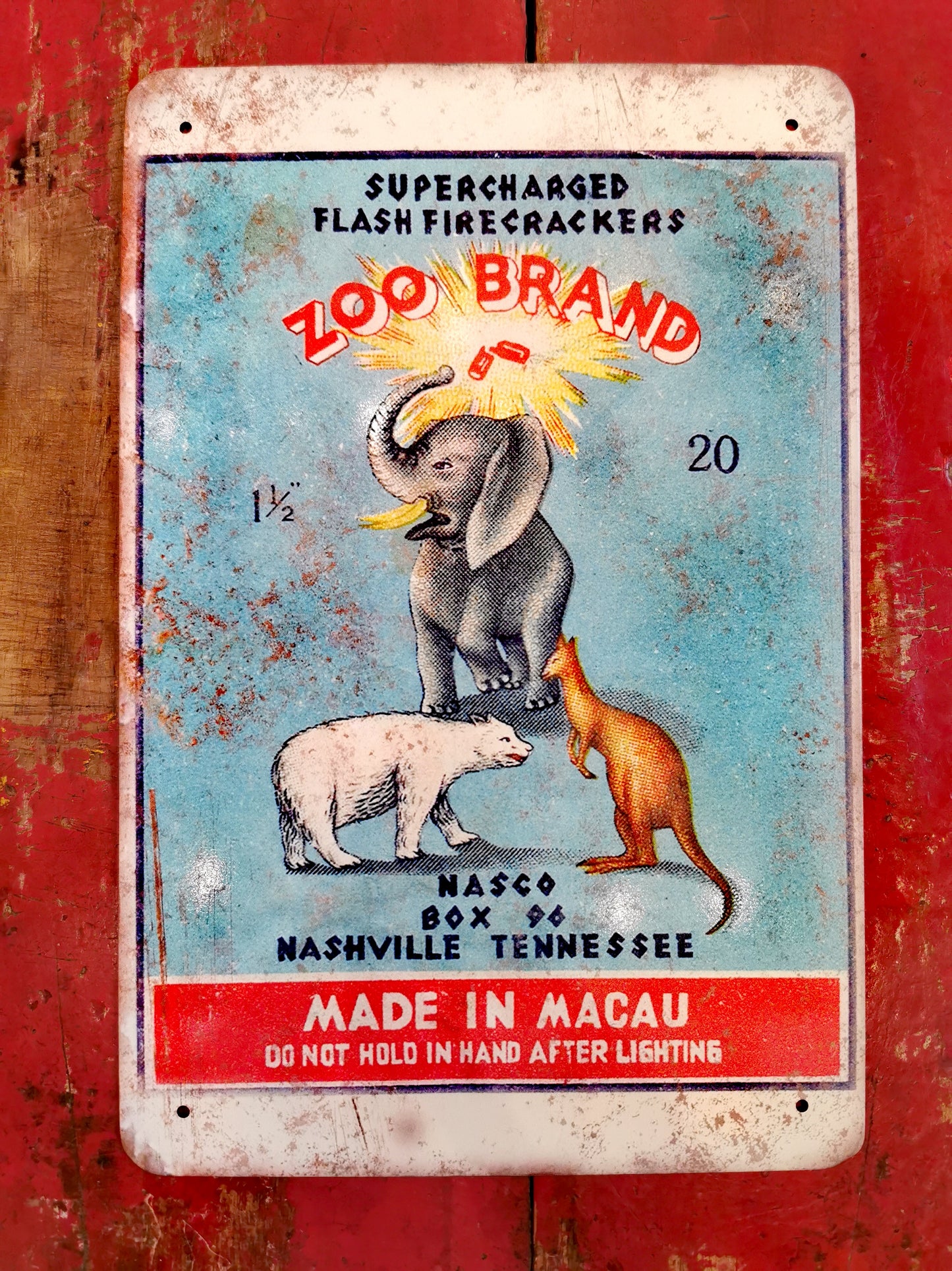 Firework tin signs