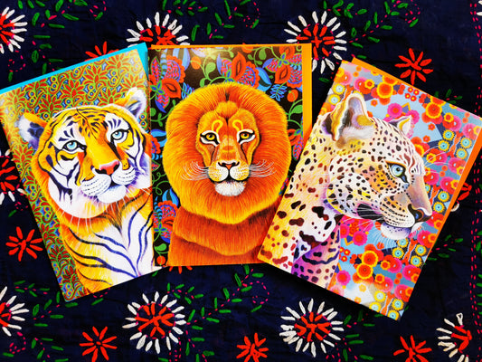 Gorgeous textile and travel inspired cards taken from oil paintings by artist Jane Tattersfield. Sold as a set of 3

Blank inside. 

18 x 12.5cm

