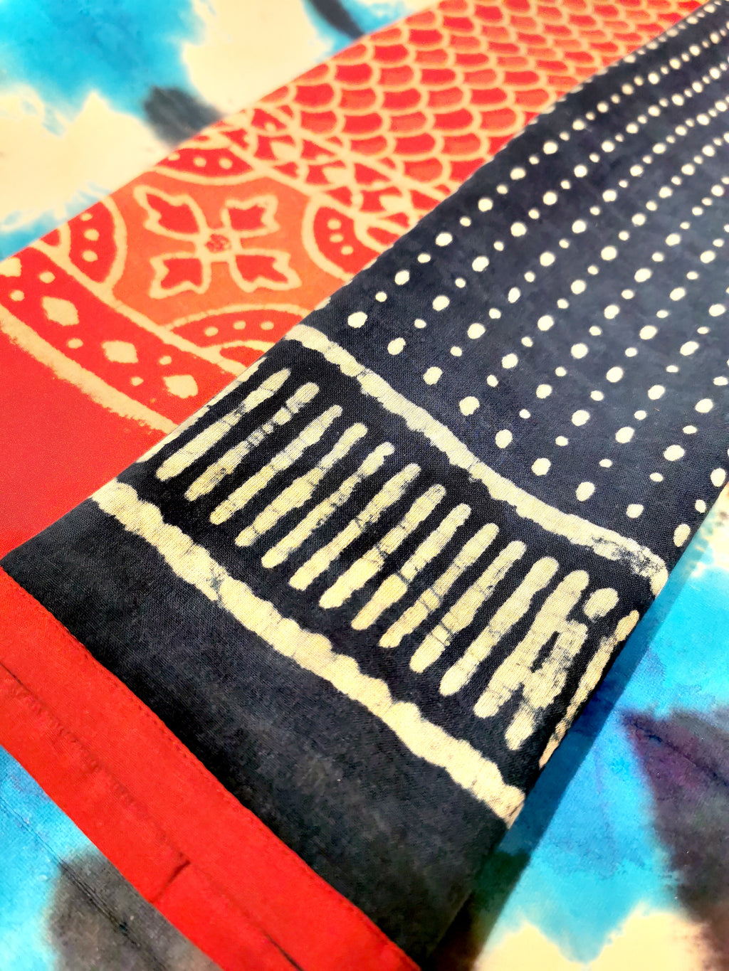 These beautiful fine cotton scarves are hand printed with carved wooden blocks ,a Rajasthani skilled tradition.Dyed with natural indigo. Big enough to throw around your shoulders and fine enough to wear as a scarf.

Washable at 30 degrees,dry naturally.

approx 180 x 50cm

Cotton.

 

