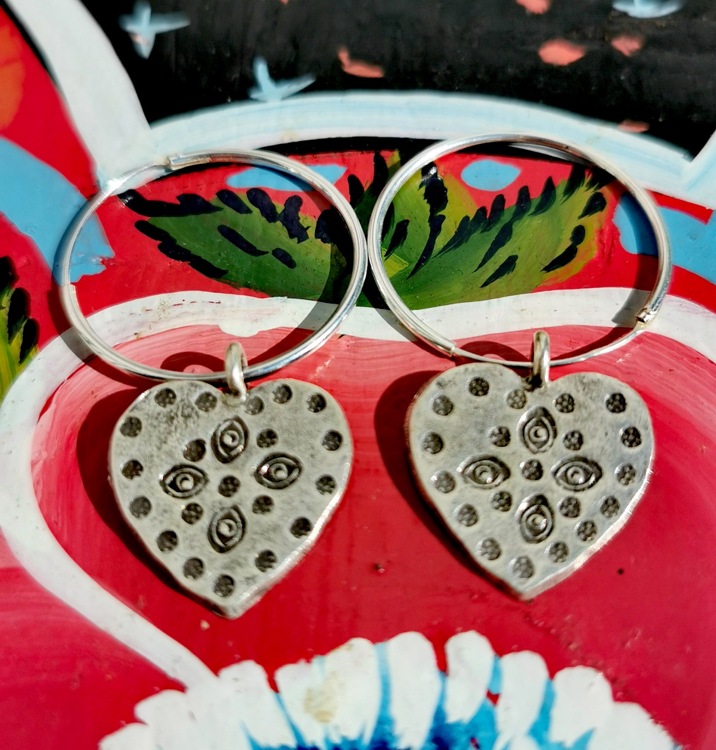 Myanmar charms hoop earrings