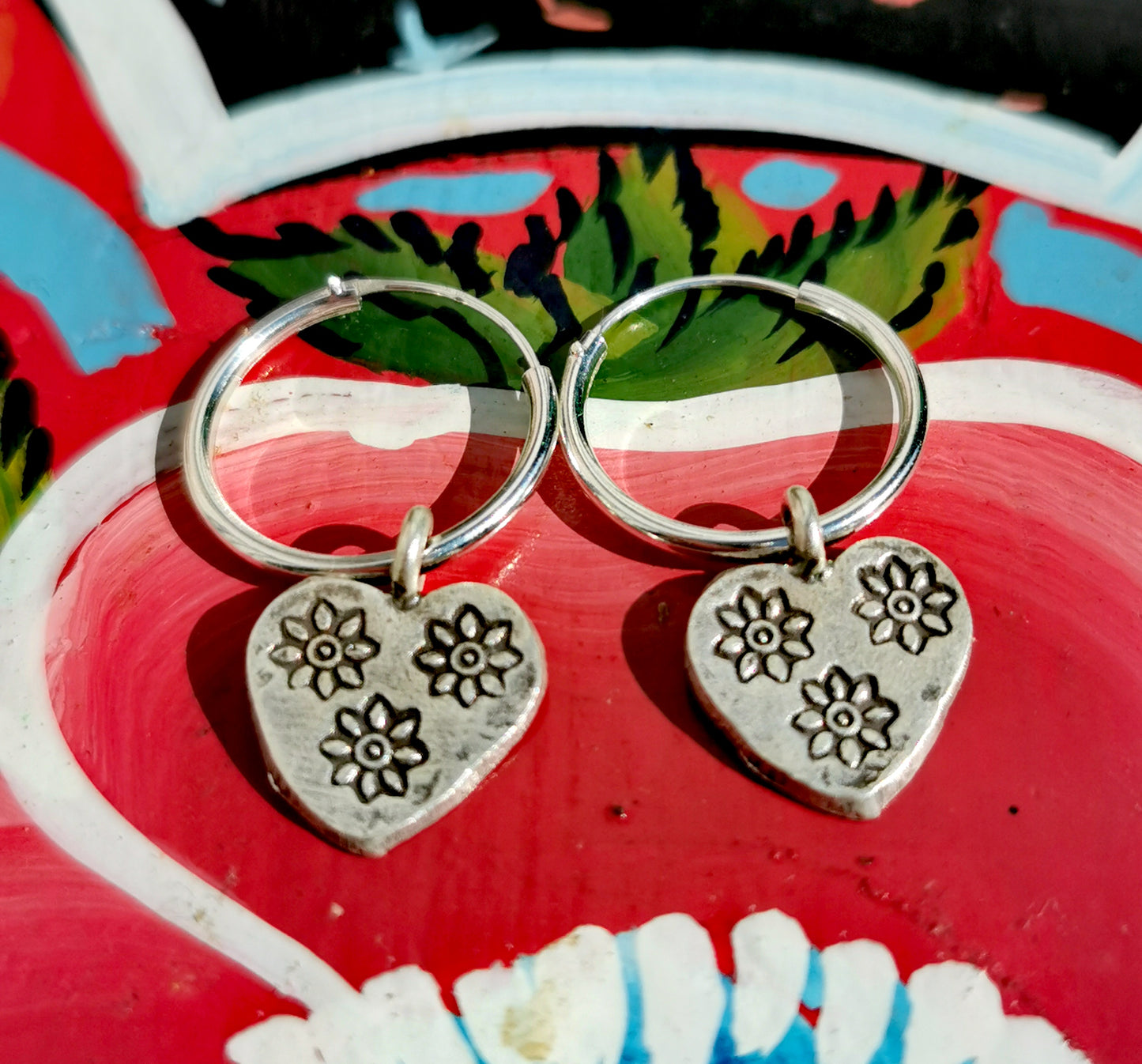 Myanmar charms hoop earrings