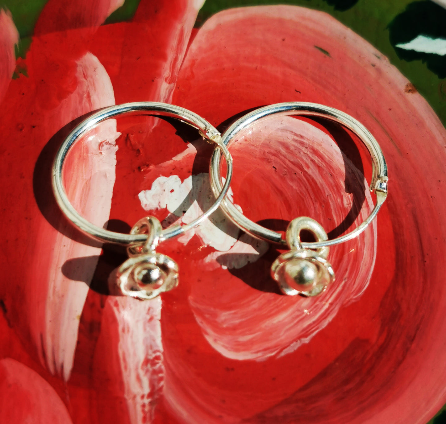 Myanmar charms hoop earrings