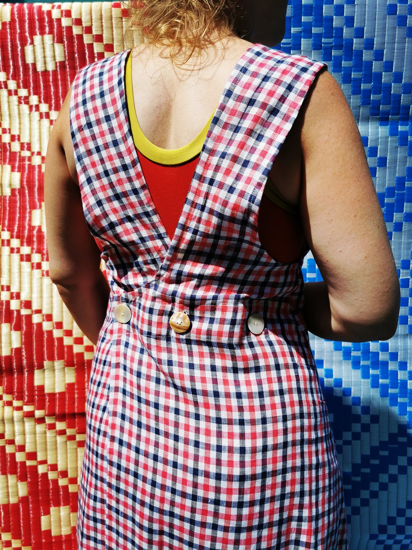 *SALE*Check linen Apron dress