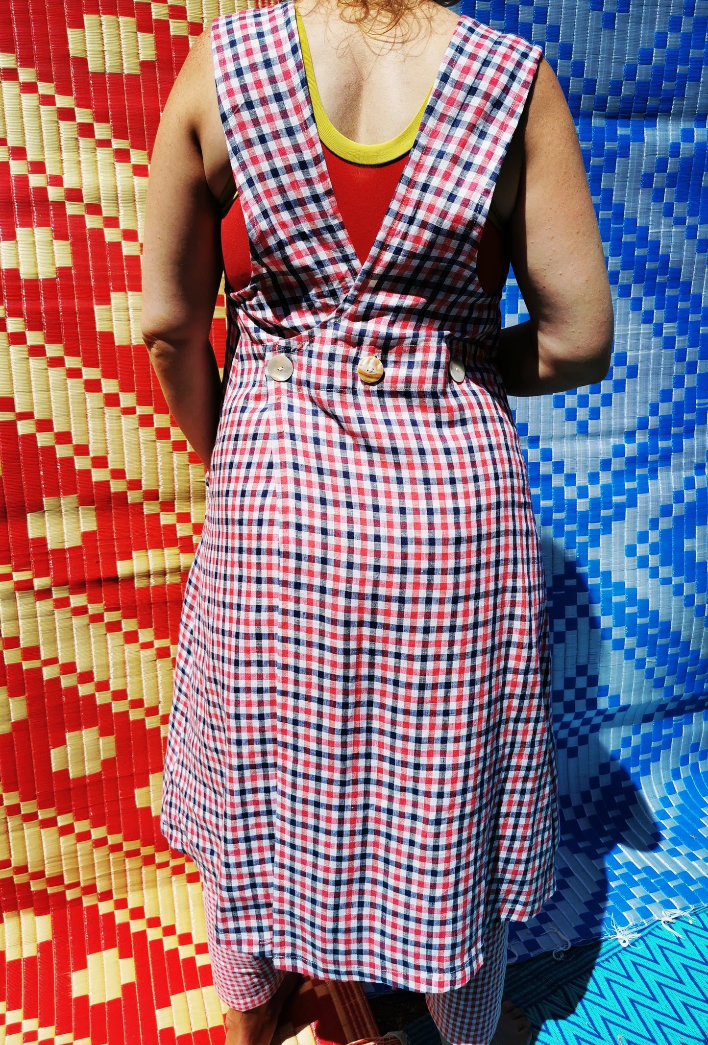*SALE*Check linen Apron dress