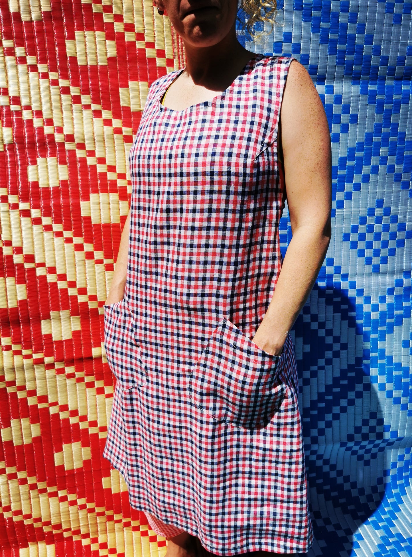 *SALE*Check linen Apron dress