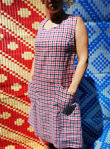 Check linen Apron dress