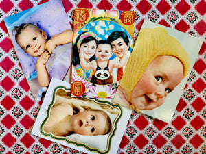 Kitsch vintage baby pics cards