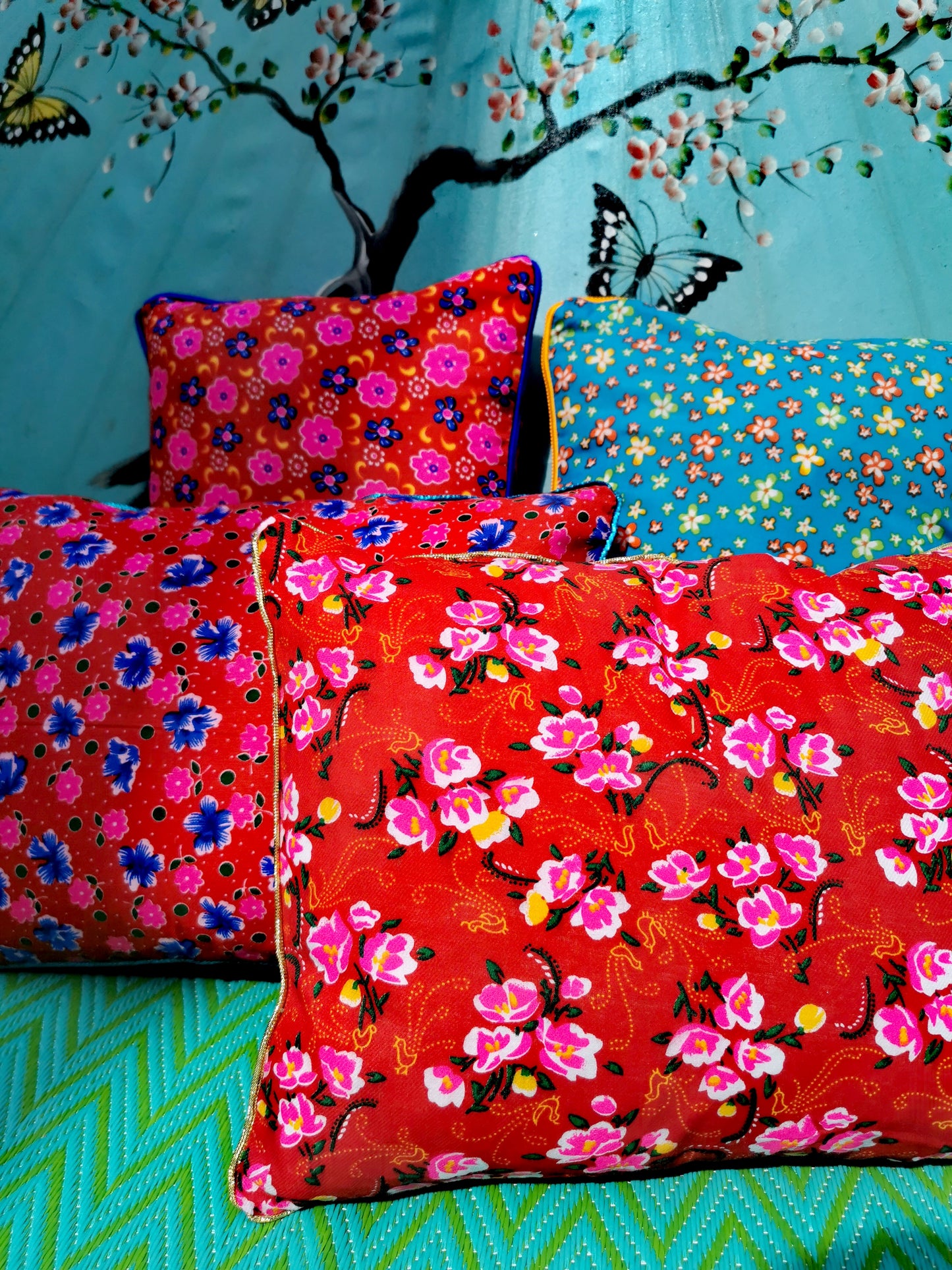 Nomad folky floral cushion