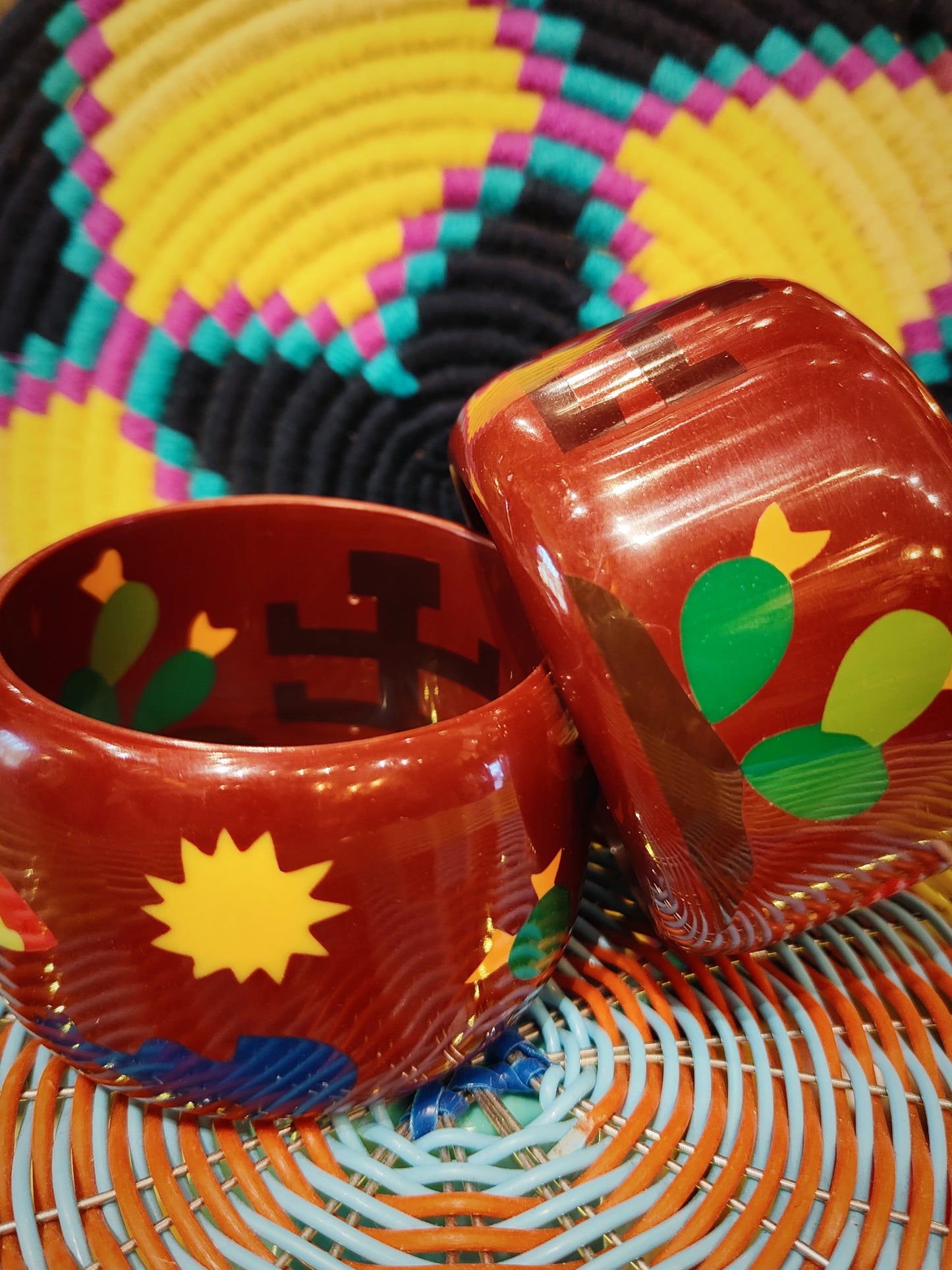 Modern french bakelite tiki bangle