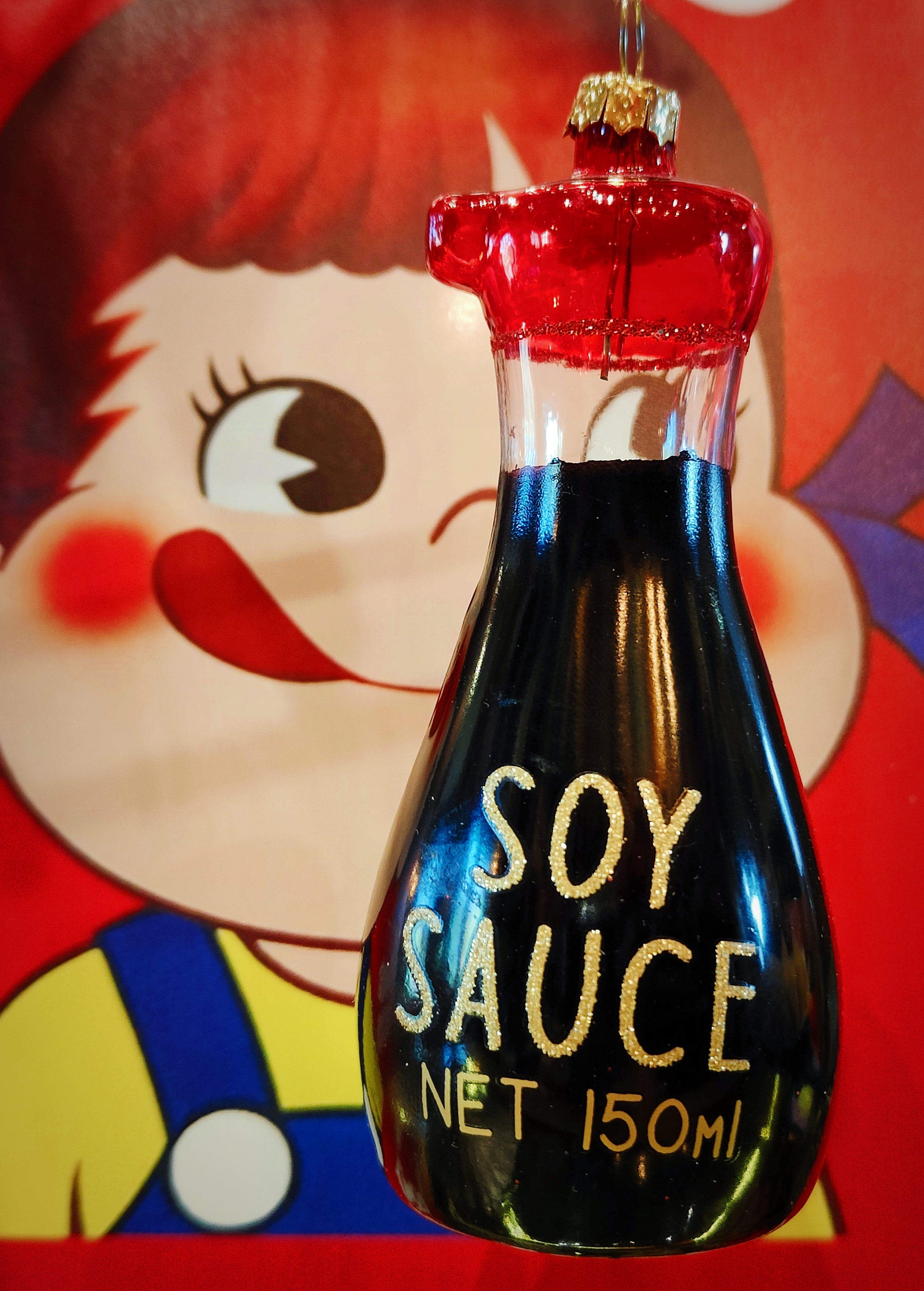 Yummy Soy sauce decorations to gift to a devotee or hang from your tree!

Hand painted glass.

Measuring 12 x 5 x 5cm 

Fragile, handle with care

 

Cody Foster and Co. Cody Foster decorations. Soy sauce