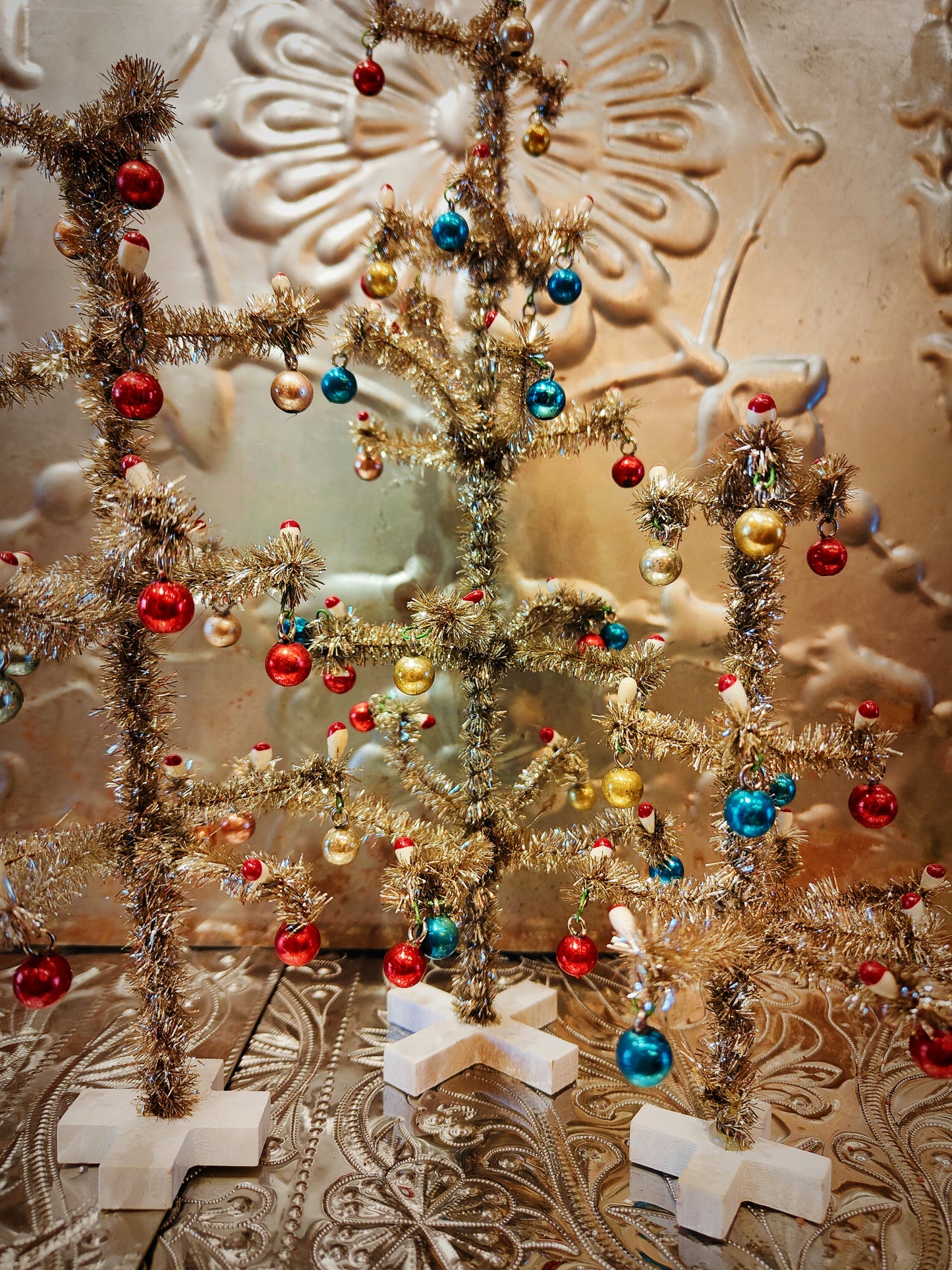 Vintage tinsel trees