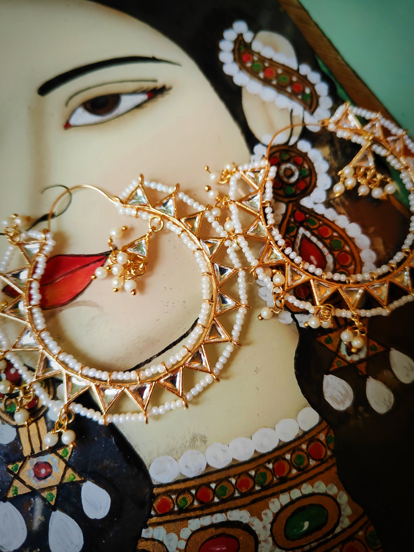Rajasthani pearl hoops