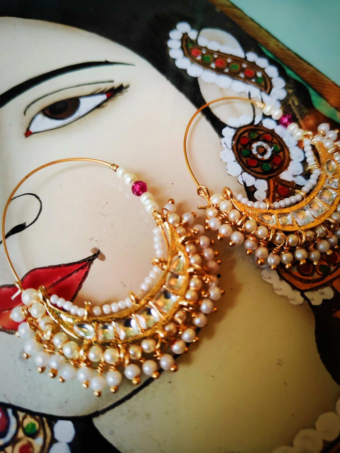 Rajasthani pearl hoops