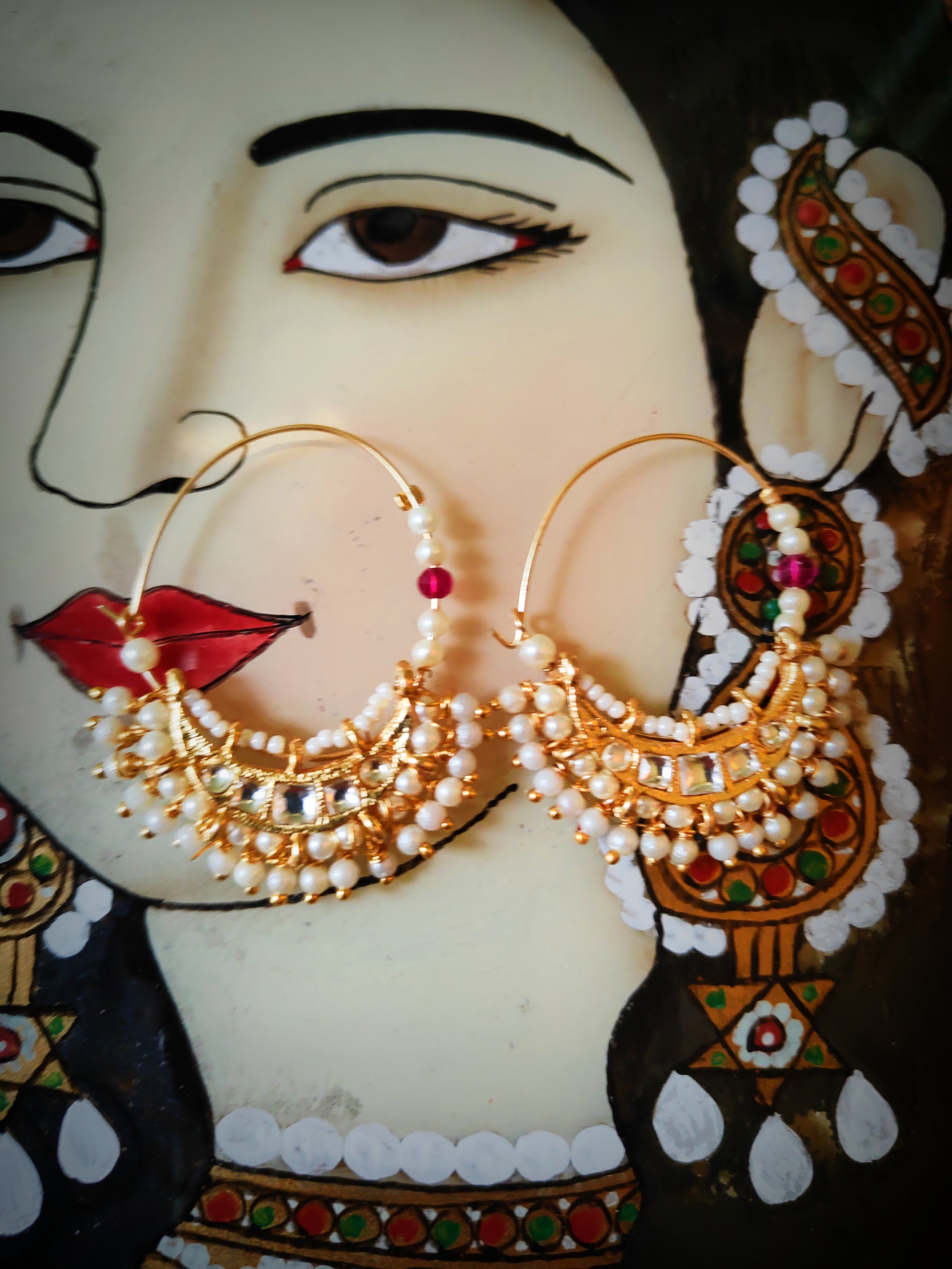 Rajasthani pearl hoops