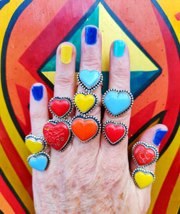 Gorgeous glass sacred heart rings