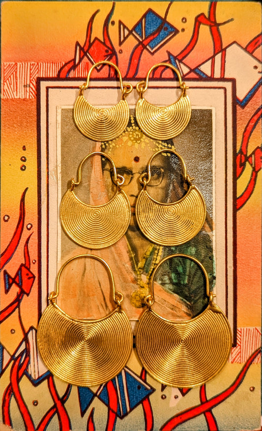 Myanmar concentric hoops with gold plate earrings