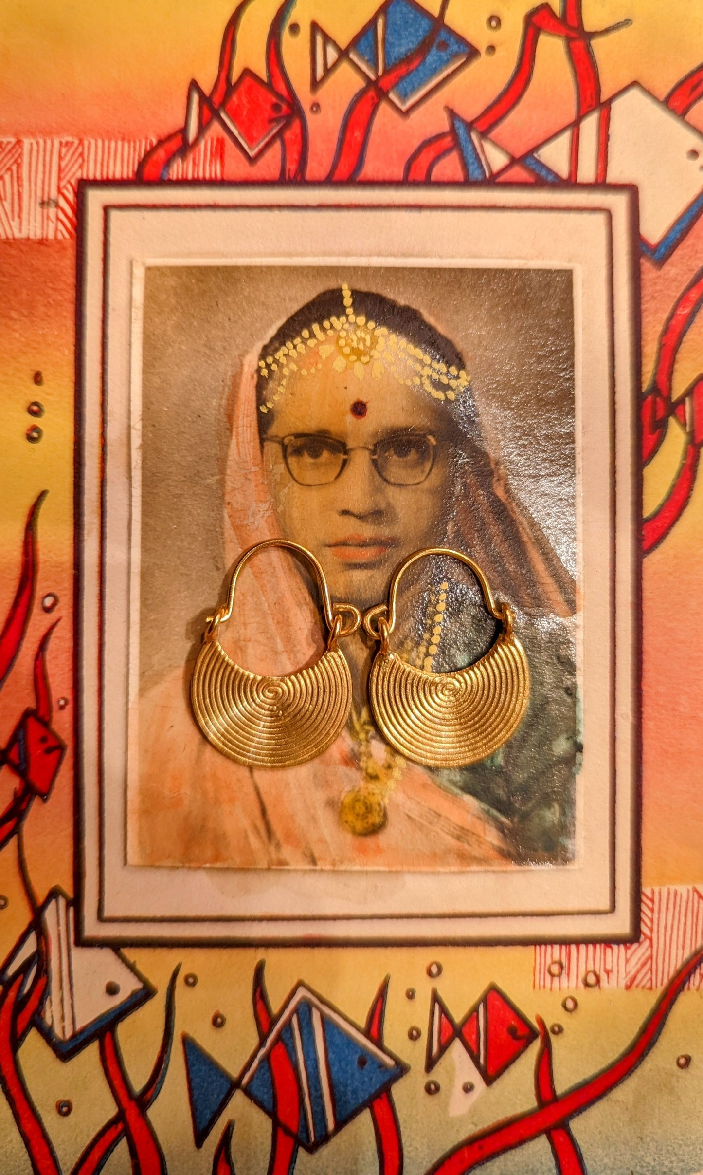 Myanmar concentric hoops with gold plate earrings