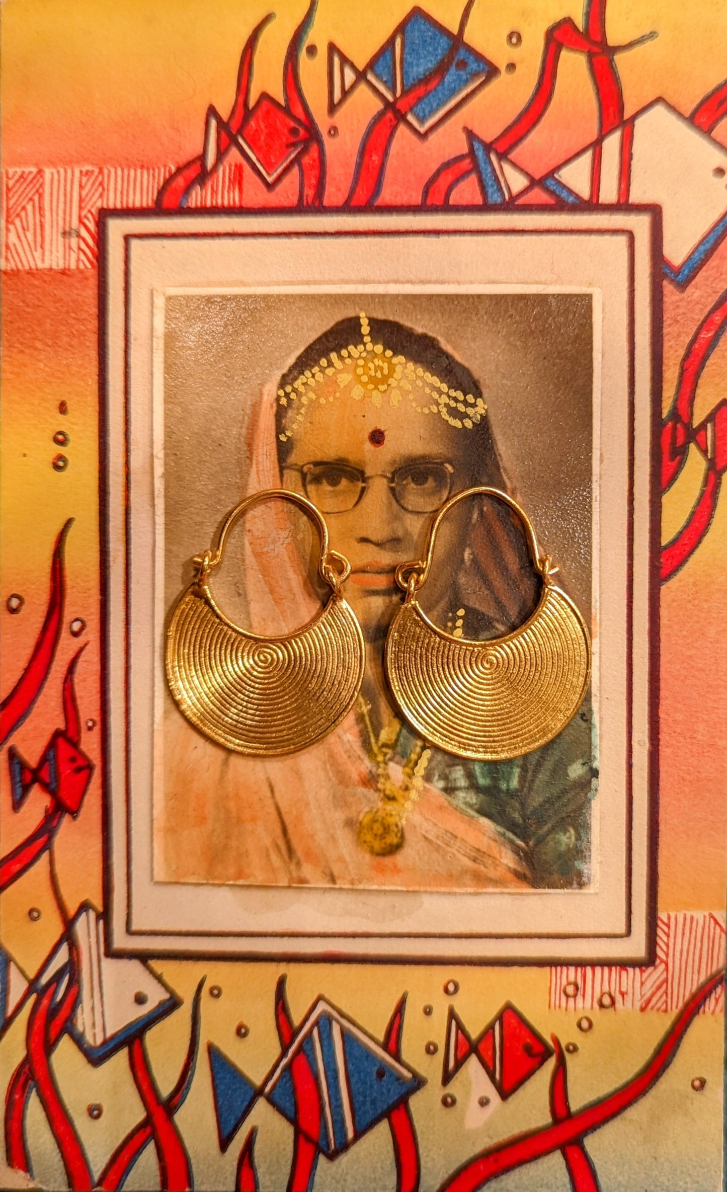 Myanmar concentric hoops with gold plate earrings