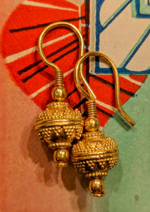 Gold plated bead drop earrings
