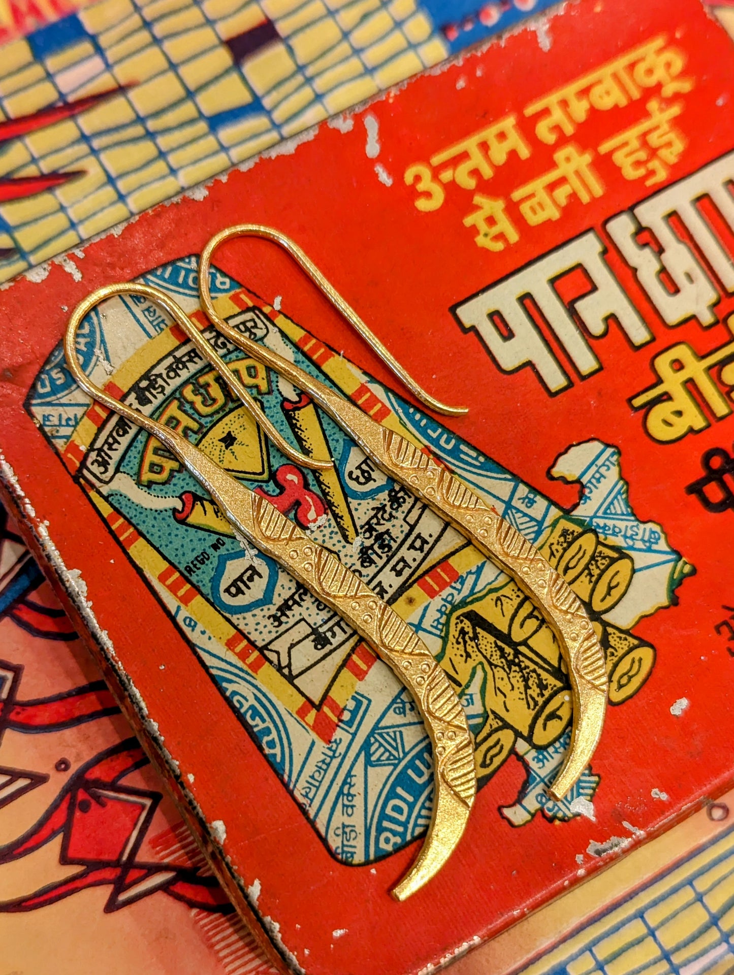 Myanmar gold plated wave hook earrings