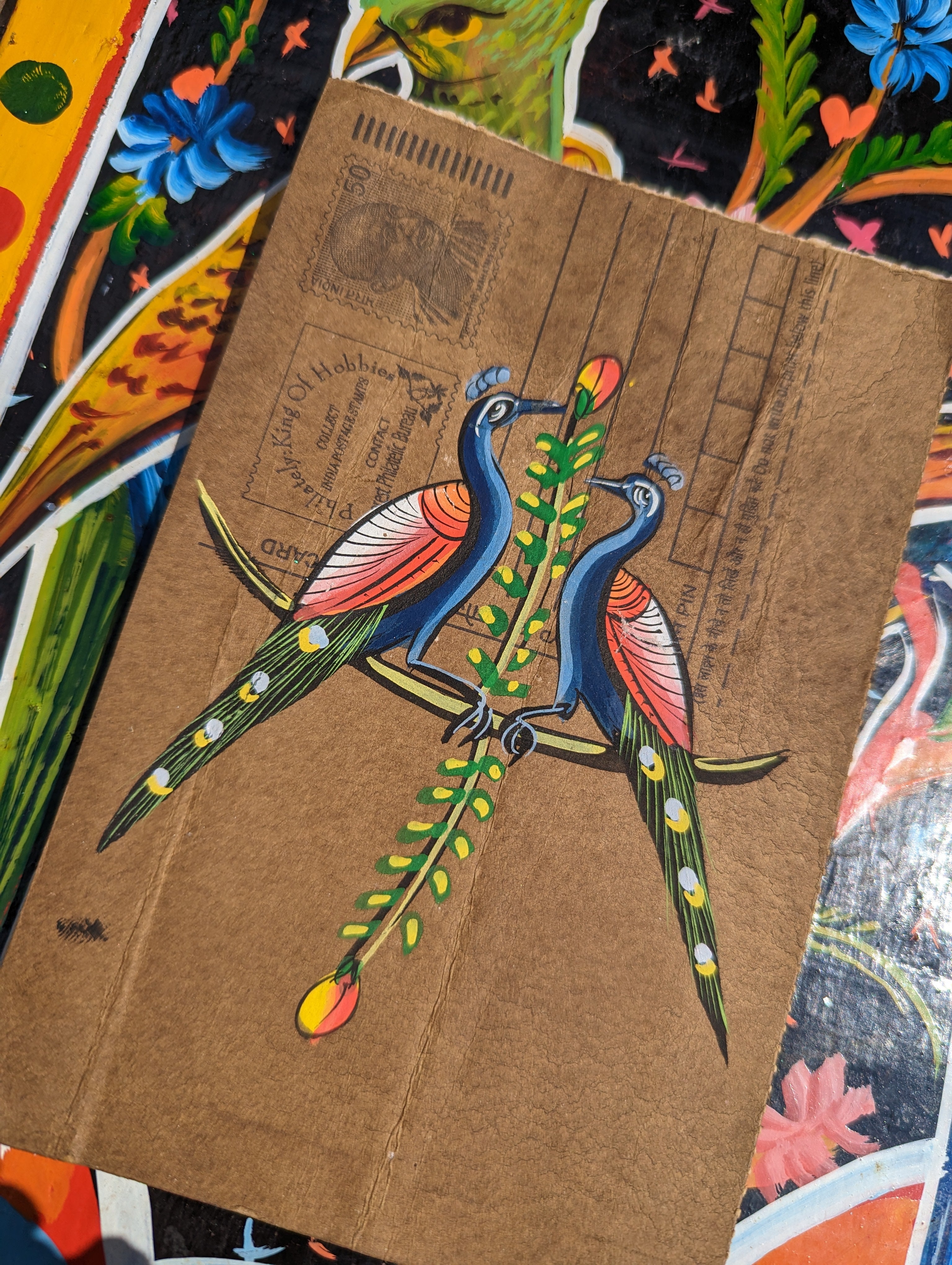 Hand painted indian postcards - Flora and Fauna