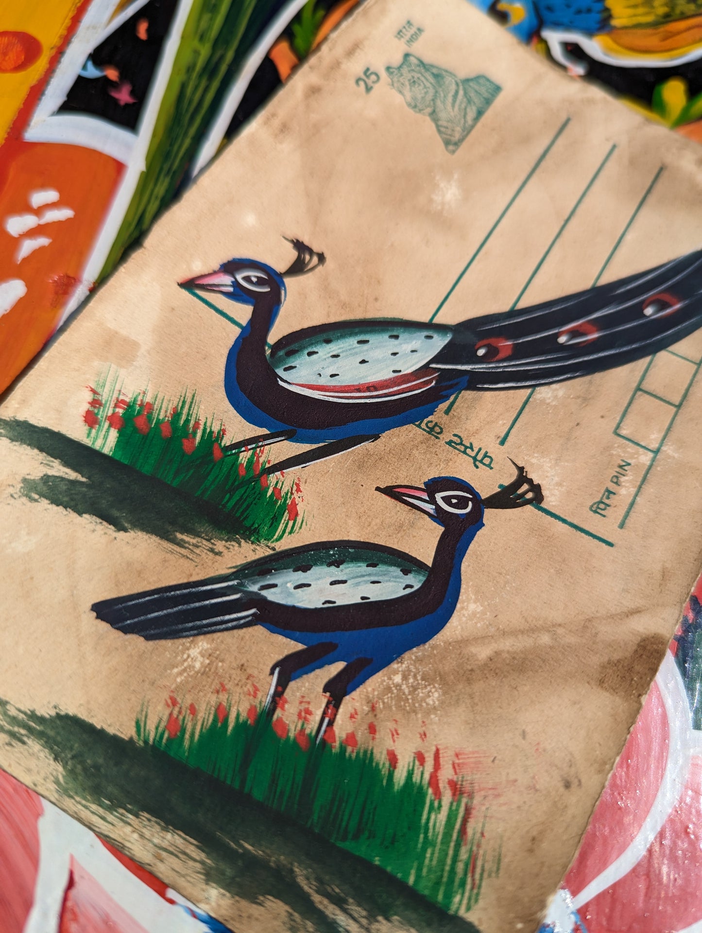 Hand painted indian postcards - Flora and Fauna