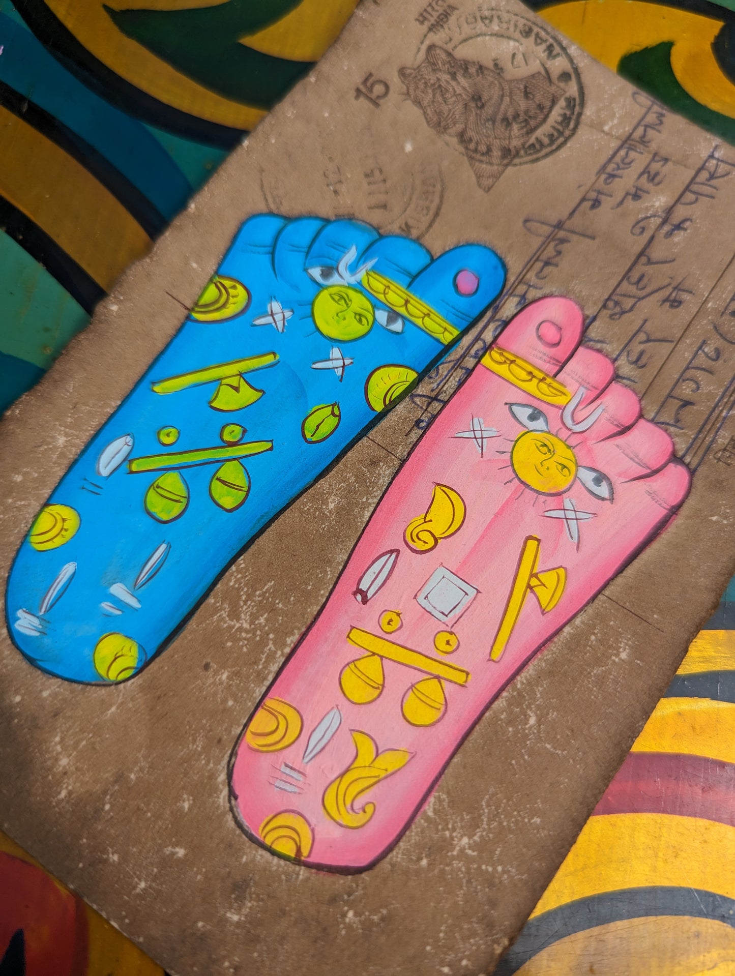Hand painted indian postcards - hands and feet