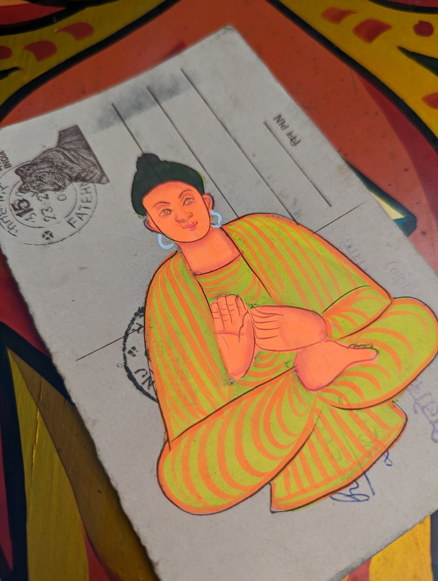 Hand painted Indian god postcards