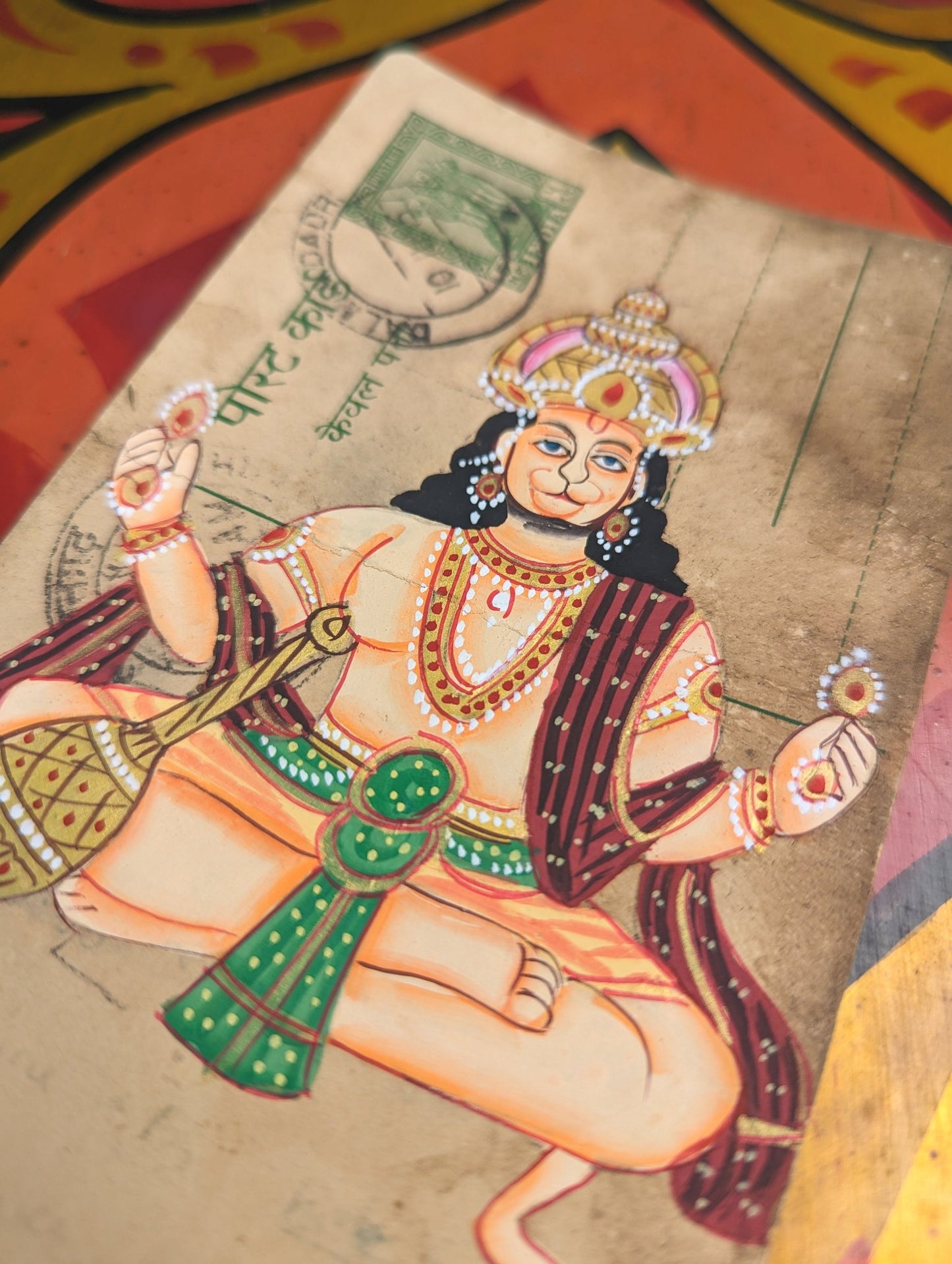 Hand painted Indian god postcards