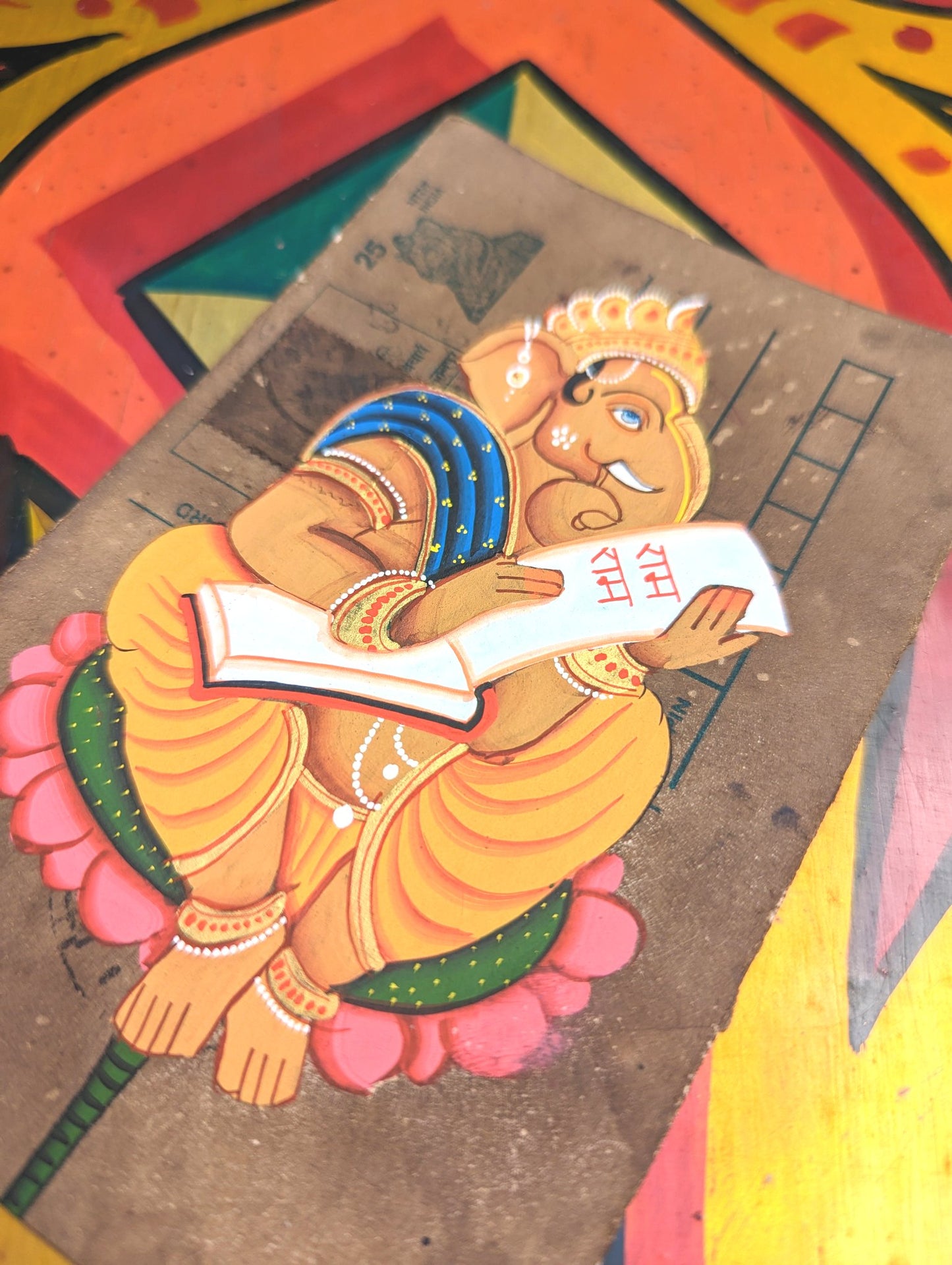Hand painted Indian god postcards