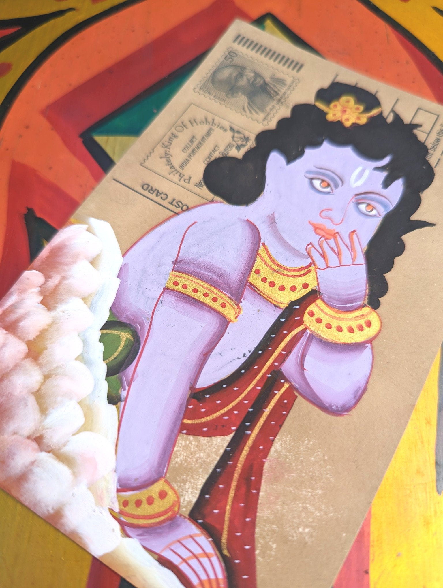 Hand painted Indian god postcards