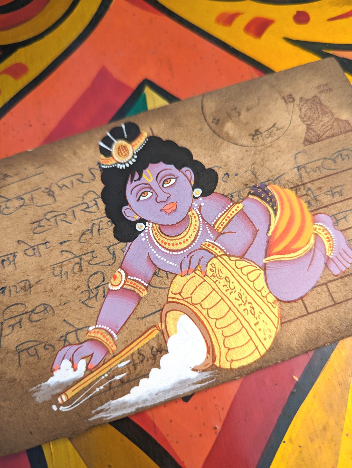 Hand painted Indian god postcards