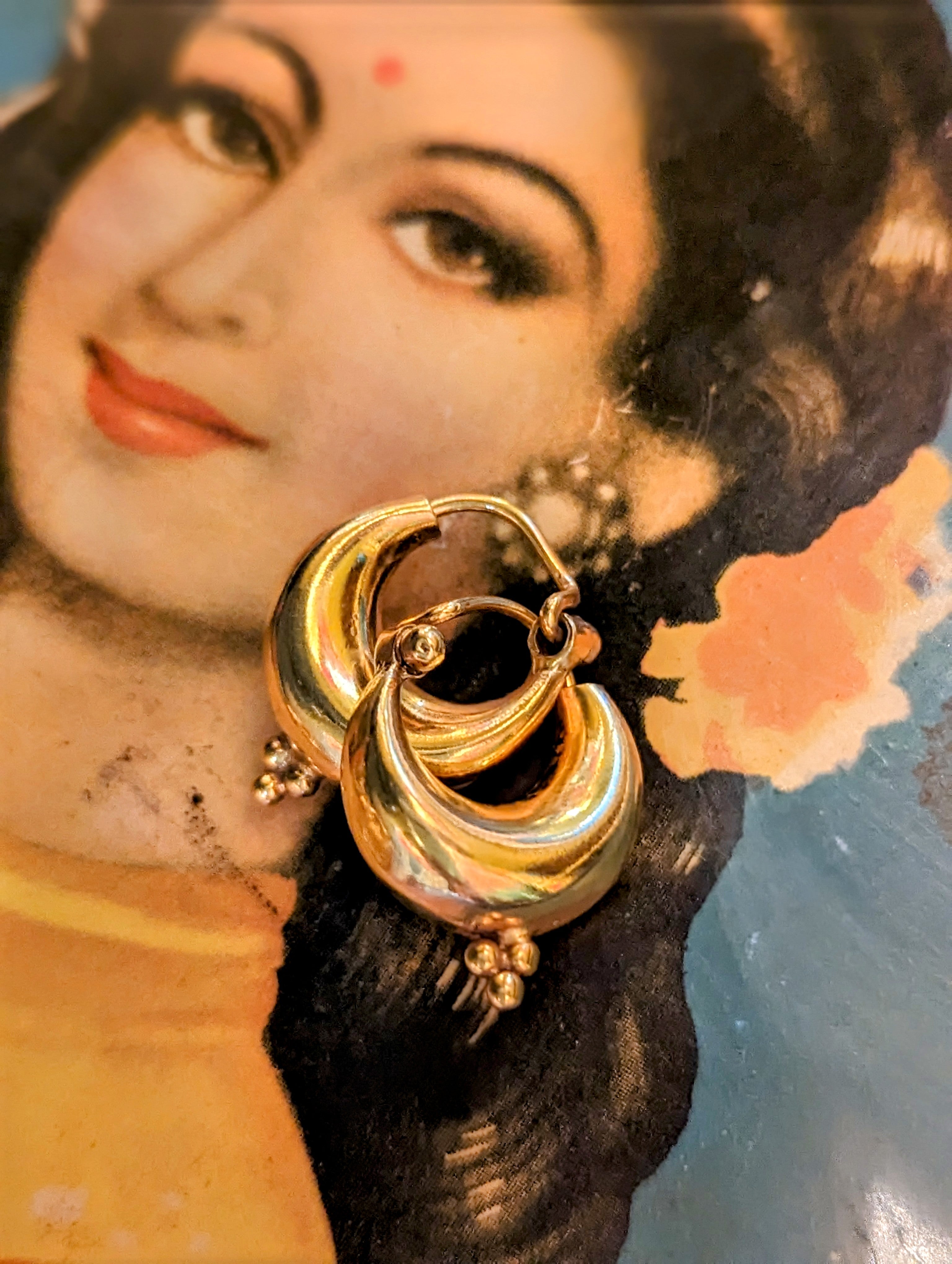 Handmade Fancy gold plated Rajasthani hoop earrings