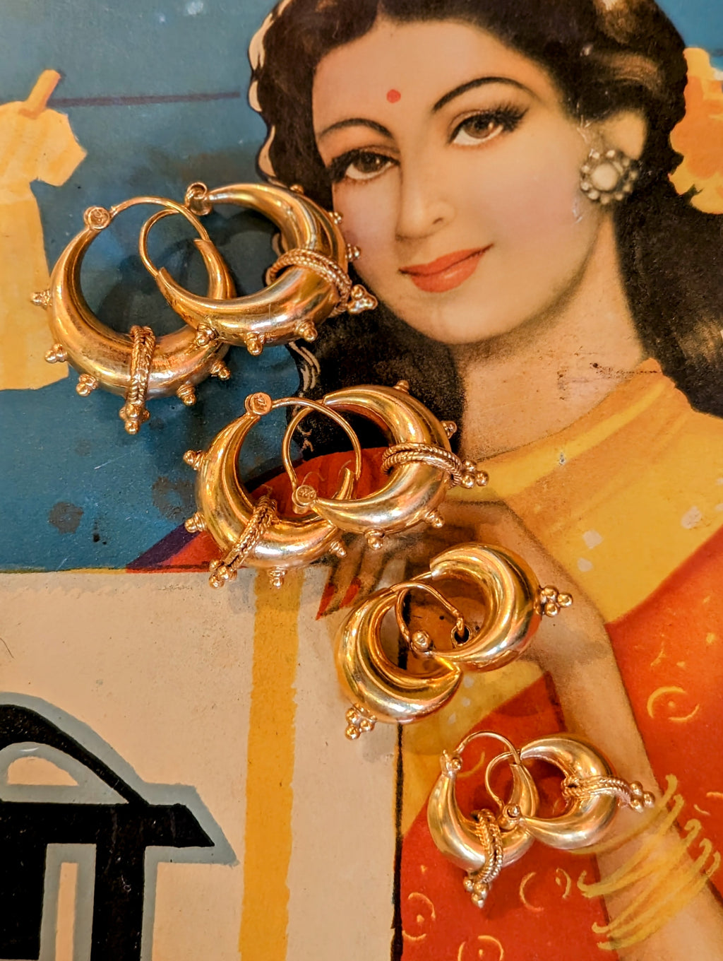 Handmade Fancy gold plated Rajasthani hoop earrings