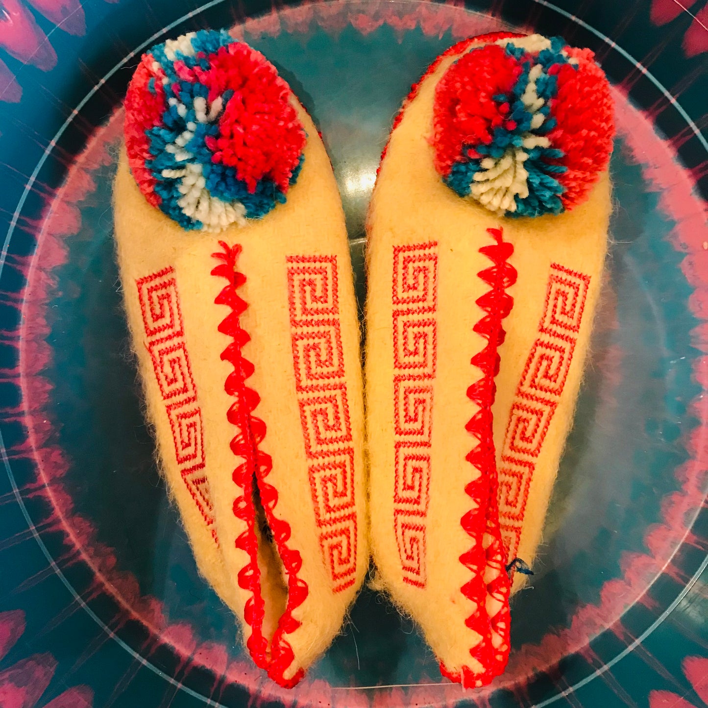 Greek pom pom slippers - size 36